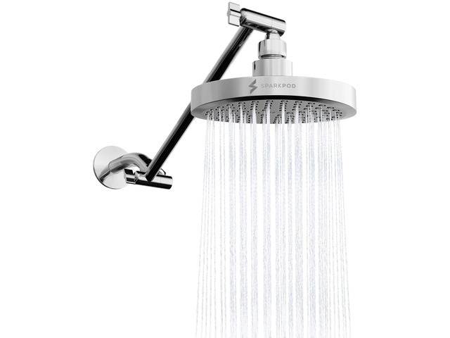6' Round Rain Shower Head with 11' Shower Arm Shower Head & Extension Arm Combo, Height Adjustable, High Pressure Performance, Easy 1-Minute...