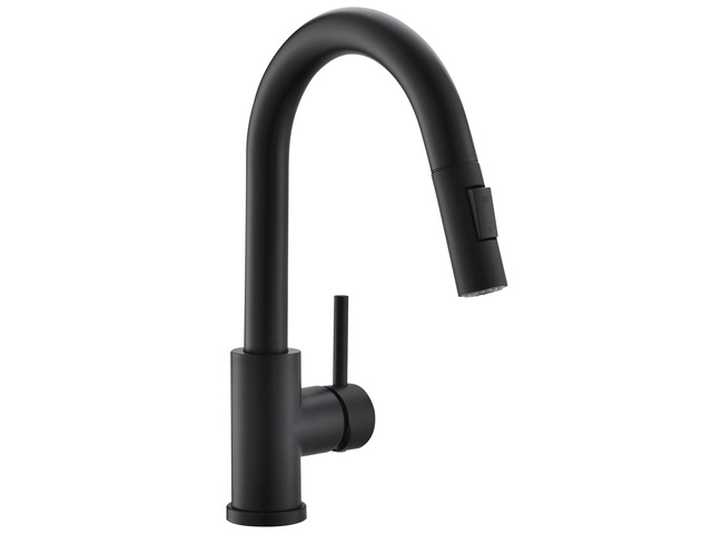 Bar Sink Faucet Single Hole with Pull Down Sprayer Matte Black Hot and Cold Prep Wet Sink Faucet Single Handle