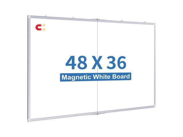 Magnetic Dry Erase White Board 48' x 36' Aluminum Frame Dry Erase Board, Wall-mounted or Hanging. Double Sided Surface Increase Display. Smooth.