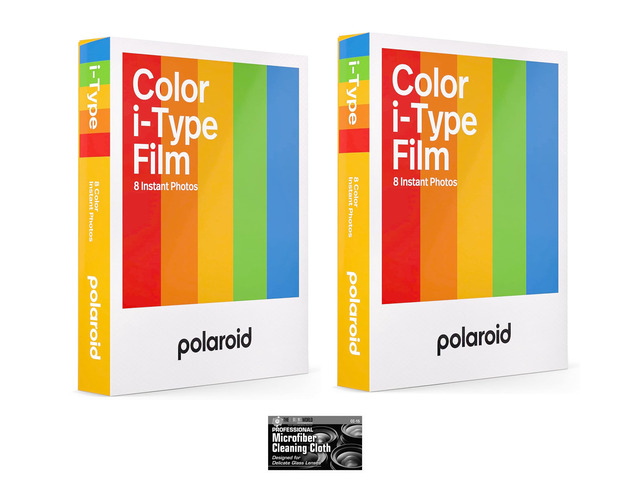 Polaroid i-Type Color Glossy Instant Film for Polaroid Now, Lab, and OneStep2 Camera - 2-Pack with Cloth