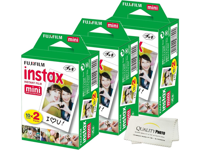 Instax Mini Film for All Mini Cameras + Quality Photo Cloth, 60 Sheets