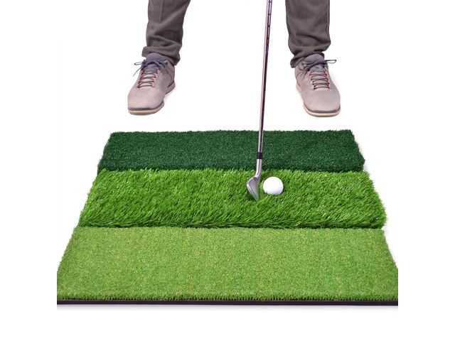Tri-Turf XL Golf Hitting Mat 24x24 in Golf Practice Mat for Indoor/Outdoor Training, Fairway Rough Tee Turf, Portable Golf Mat for Backyard,...