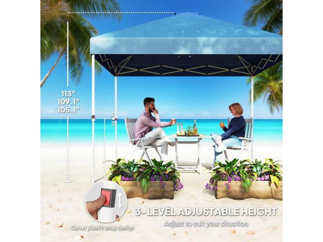 10x 10 ft party tent w/ Sidewall with Height Adjustable Instant Sun Shelter w/ Storage Pockets, Blue