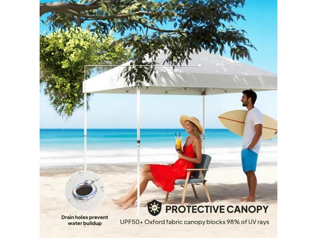 10x 10 ft party tent w/ Sidewall with Height Adjustable Instant Sun Shelter w/ Storage Pockets, White