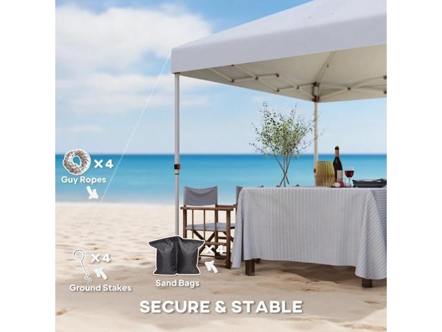 10x 10 ft party tent w/ Sidewall with Height Adjustable Instant Sun Shelter w/ Storage Pockets, White