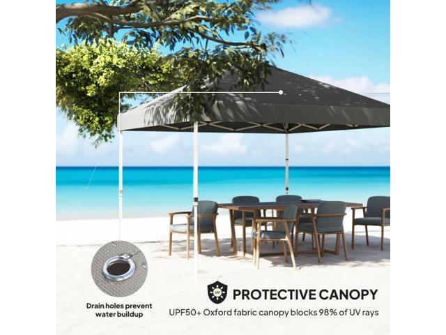 10x 10 ft party tent w/ Sidewall with Height Adjustable Instant Sun Shelter w/ Storage Pockets,Dark Gray