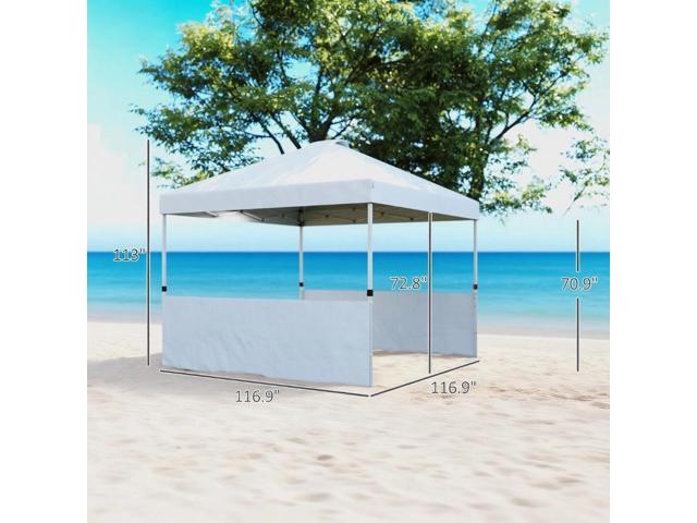 10x 10 ft party tent Pop Up Canopy Tent with 2 Half Sidewalls with Wheeled Carry Bag, White