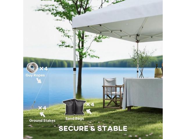 10x 10 ft party tent Pop Up Canopy Tent with 2 Half Sidewalls with Wheeled Carry Bag, White