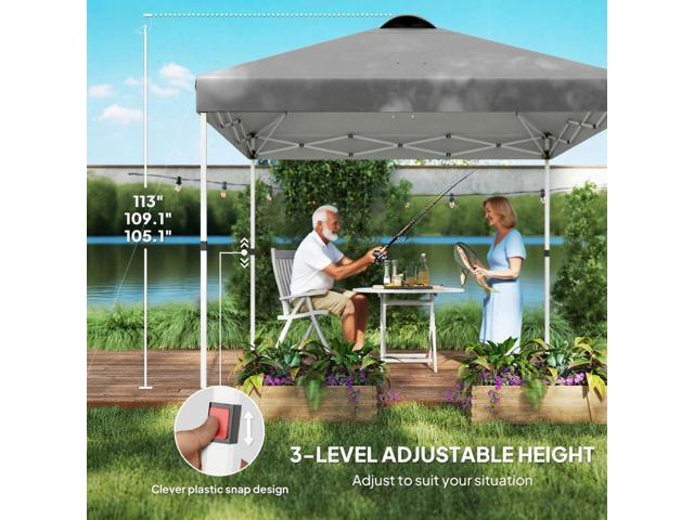 10x 10 ft party tent Pop Up Canopy Tent with 2 Half Sidewalls with Wheeled Carry Bag, Dark Gray