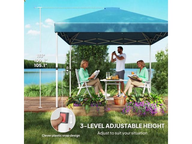 10x 10 ft party tent Pop Up Canopy Tent with 2 Half Sidewalls with Wheeled Carry Bag, Blue