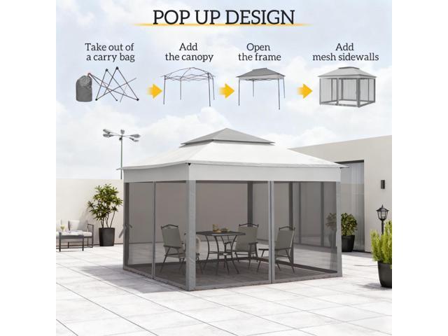 Easy to Setup Foldable Gazebo,Outdoor Patio Pop Up Canopy Gazebo Shelter with Zipper Netting,Carry Bag