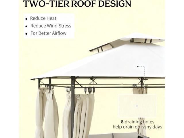 Spacious Double Roof Patio Gazebo,Outdoor Gazebo with Shelves and Netting,for Lawn, Backyard and Deck