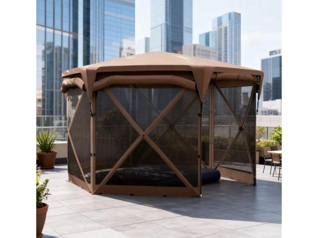 Versatile Roof Outdoor Tent,Pop Up Gazebo Screen Tent,with Removable Roof Cover, Roll-up Wind Panels