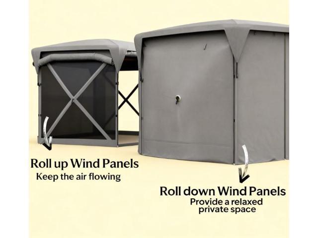 Adjustable Mesh Sidewalls Outdoor Tent,Pop Up Gazebo Screen Tent,with Removable Roof Cover, Roll-up Wind Panels