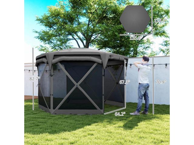 Adjustable Mesh Sidewalls Outdoor Tent,Pop Up Gazebo Screen Tent,with Removable Roof Cover, Roll-up Wind Panels