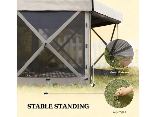 Tent with Sidewalls,Outdoor Canopy Shelter with Carry Bag,Hexagonal Pop Up Gazebo Canopy Tent