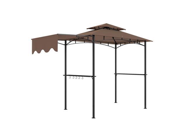 Ventilated Barbecue Gazebo Shelter,Outdoor Grill Gazebo,with Side Awning,Side Shelves and Hooks
