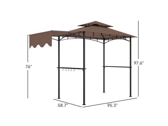 Ventilated Barbecue Gazebo Shelter,Outdoor Grill Gazebo,with Side Awning,Side Shelves and Hooks