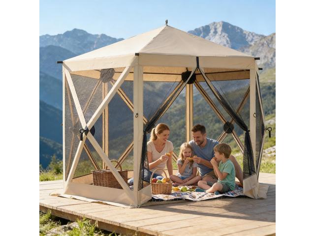 Outdoor Pop Up Gazebo Screen Tent,Modern Camping Canopy Screen House