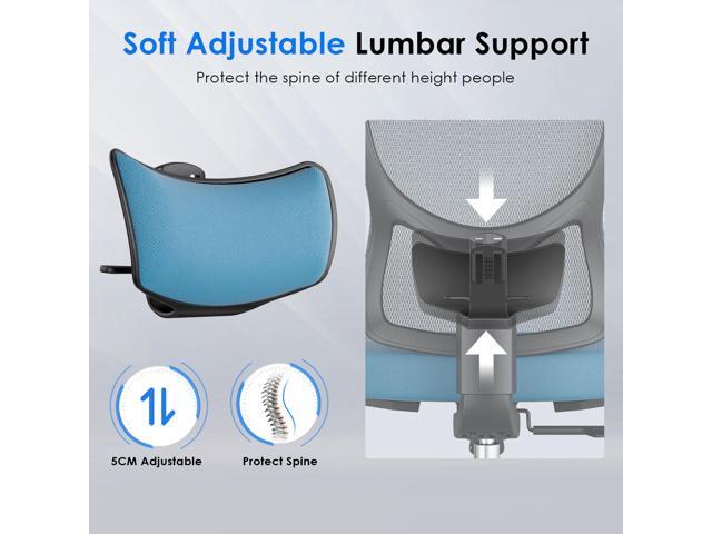 DEWAN Ergonomic Office Chair Mesh Desk Chair with Adjustable Lumbar Support and Headrest Comfy Computer Chair with 3D Armrest Reclining Swivel...