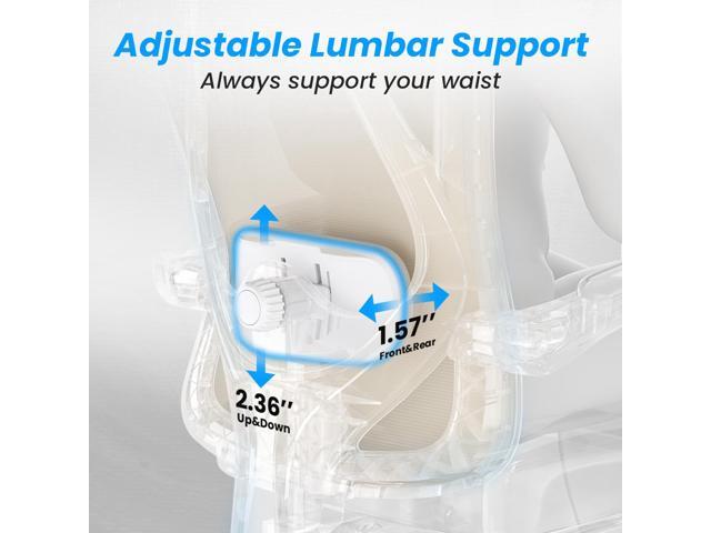 DEWAN Ergonomic Office Chair with Footrest, Mesh Desk Chair with Headrest, High Back Adjustable Lumbar Support, White & Kakhi