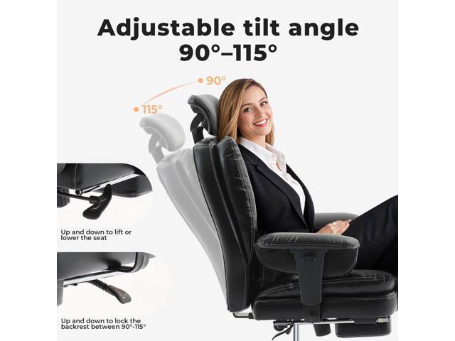 DEWAN Office Chair Ergonomic 200 kg PU Leather Computer Chair with Lumbar Support and High Backrest, Ergonomic Desk Chair with Adjustable Headrest,...