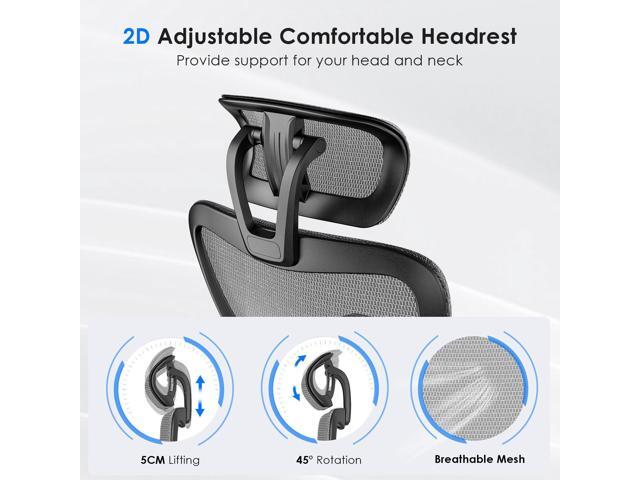 DEWAN Ergonomic Office Chair Mesh Desk Chair with Adjustable Lumbar Support and Headrest Comfy Computer Chair with 3D Armrest Reclining Swivel...
