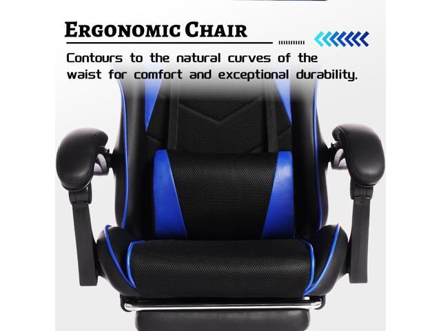 DEEPfurniture E-sports Gaming Chair Sports Car Racing Seat PU Leather Molded Foam Ergonomic Office Chair with Massage Function Single Pack by DEWAN