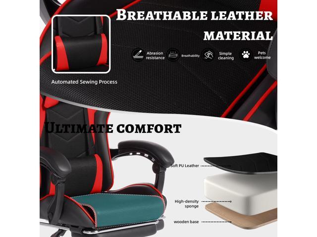 DEWAN E-sports Gaming Chair Sports Car Racing Seat PU Material Molded Foam Comfortable and Safe With Massage Red