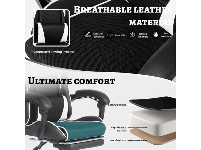 DEWAN DEEPfurniture E-sports Gaming Chair Sports Car Driving Seat PU Material Molded Foam Comfortable and Safe With Massage White