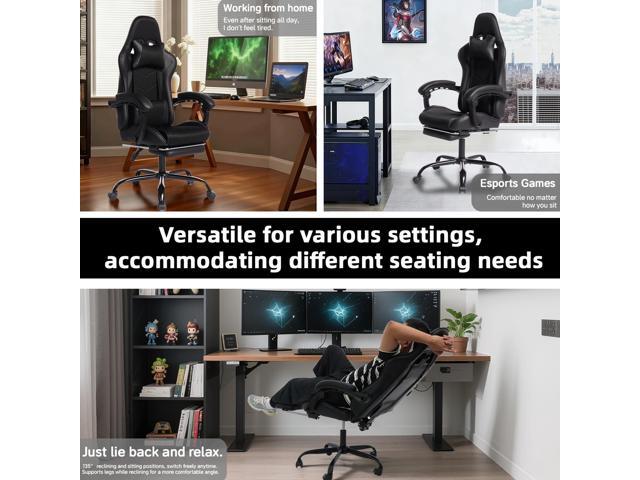 DEWAN DEEPfurniture E-sports Gaming Chair Sports Car Racing Seat PU Material Molded Foam Comfortable and Safe with Massage Black