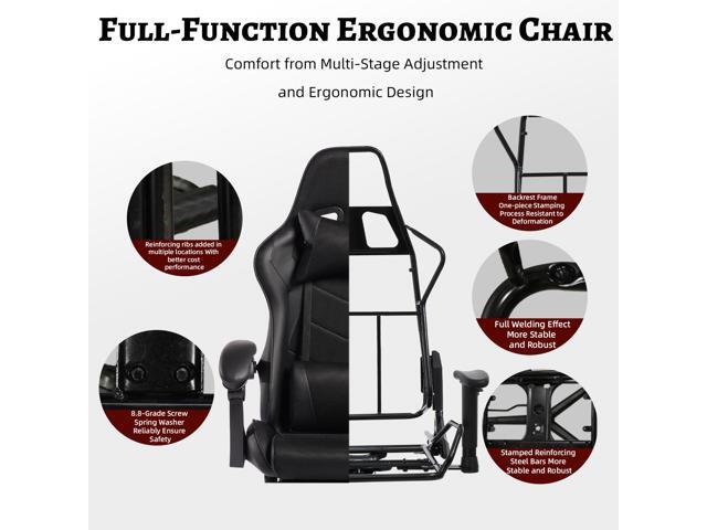 DEWAN DEEPfurniture E-sports Gaming Chair Sports Car Racing Seat PU Material Molded Foam Comfortable and Safe with Massage Black