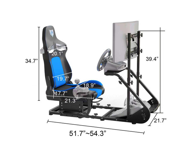 DEWAN Enhanced Racing Wheel Cockpit Adjustable Simulator Frame Compatible with Fanatec PXN Thrustmaster Logitech Excludes Handbrake Pedals Monitor...
