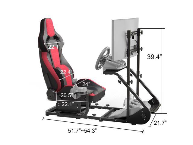 DEWAN Enhanced Racing Wheel Cockpit Adjustable Simulator Frame Compatible with Fanatec PXN Thrustmaster Logitech Excludes Handbrake Pedals Monitor...