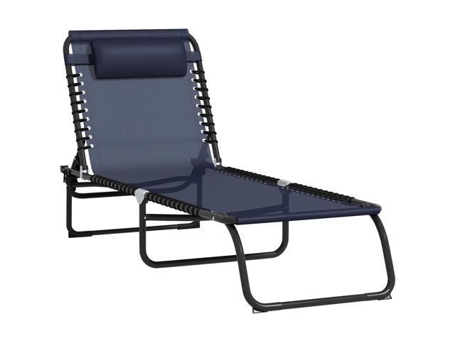 Folding Chaise Lounge Pool Chair, Patio Sun Tanning Chair, Outdoor Lounge Chair with 4-Position Reclining Back, Breathable Mesh Seat for Beach,...