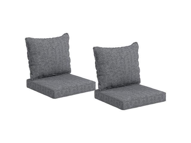 4-Piece Patio Chair Cushion and Back Pillow Set, Seat Replacement Patio, Cushions Set for Outdoor Garden Furniture, Gray