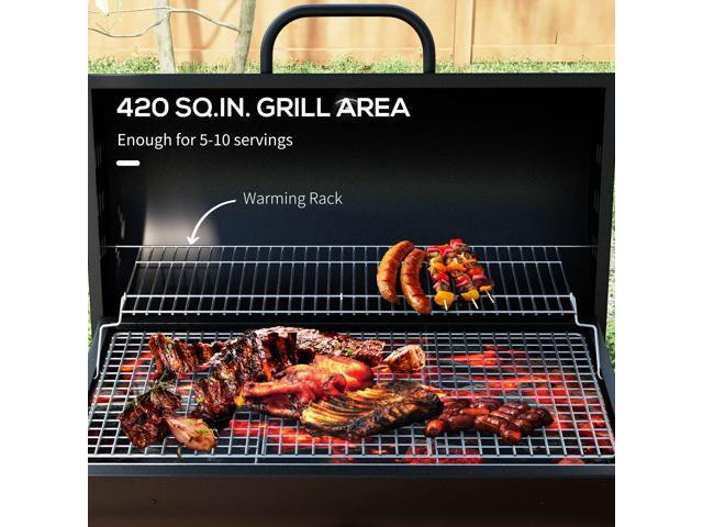 Barrel Charcoal BBQ Grill with 420 sq. in. Cooking Area, Outdoor Barbecue with Wheels, Ash Catcher and Built-in Thermometer for Patio Picnic,...