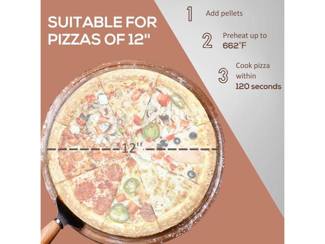 Outdoor Pizza Oven with 12' Rotating Stone, Peel and Cover, Portable Pellet Wood Fired Pizza Maker with Foldable Legs, Stainless Steel Pizza Grill...