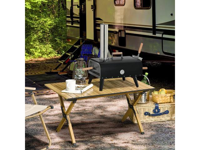 Outdoor Pizza Oven with 12' Stone, Peel and Cover, Portable Pellet Wood Fired Pizza Maker with Foldable Legs, Stainless Steel Pizza Grill for...