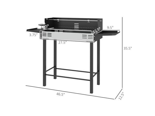 BBQ Rotisserie Grill Roaster, Charcoal Split Roaster for Chicken or Turkey with 3-Level Grill Grate, Foldable Storage Shelves, and Wind Deflector,...