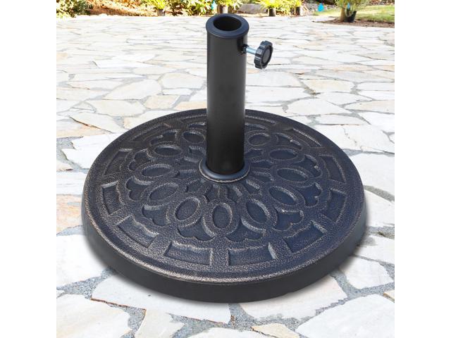 17' 26 lbs Round Resin Umbrella Base Stand Market Parasol Holder with Beautiful Decorative Pattern & Easy Setup, for 1.5', 1.89' Pole, for Lawn,...