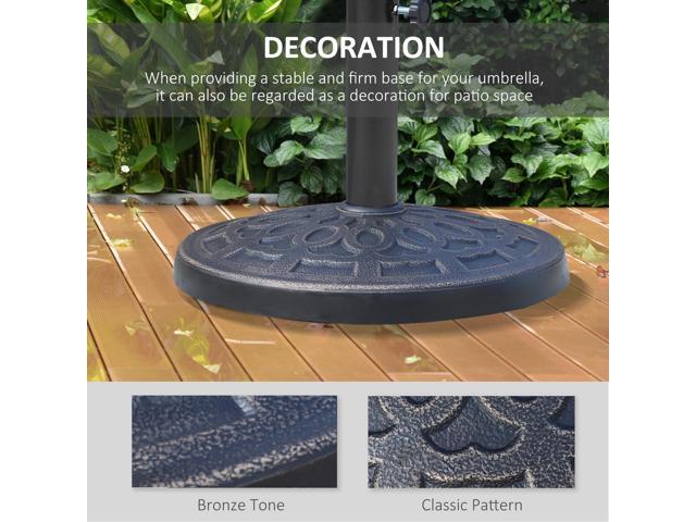 17' 26 lbs Round Resin Umbrella Base Stand Market Parasol Holder with Beautiful Decorative Pattern & Easy Setup, for 1.5', 1.89' Pole, for Lawn,...