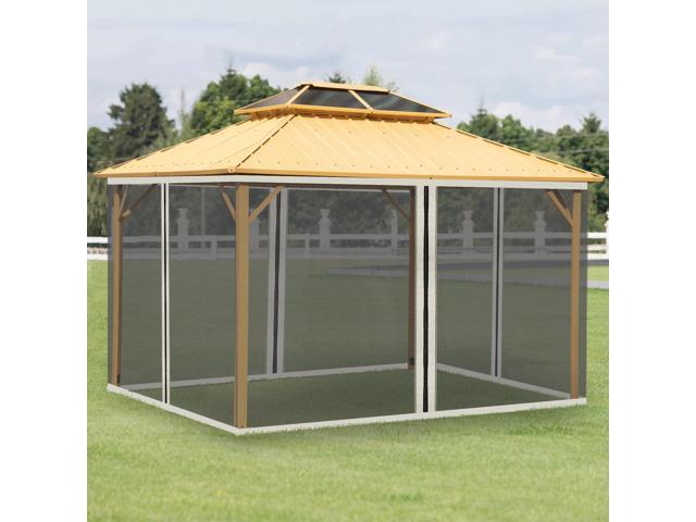 10' x 13' Replacement Mesh Sidewall Netting for Patio Gazebos and Canopy Tents with Zippers (Sidewall Only), Cream