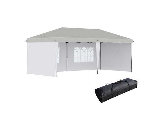 10' x 20' Pop Up Canopy Tent with 4 Sidewalls, Heavy Duty Tents for Parties, Outdoor Instant Gazebo with Carry Bag, for Outdoor, Garden, Patio, White