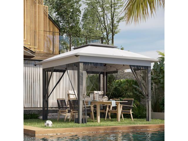 12' x 12' Pop Up Canopy Tent with Netting and Carry Bag, Instant Sun Shelter with 137 sq. ft Shade, Tents for Parties, Height Adjustable, for...
