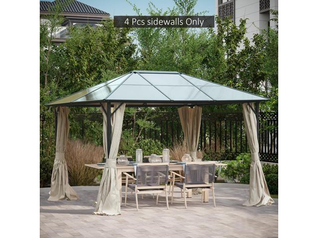 10' x 12' Gazebo Sidewall Set with 4 Panels, Hooks/C-Rings Included for Pergolas & Cabanas, Beige