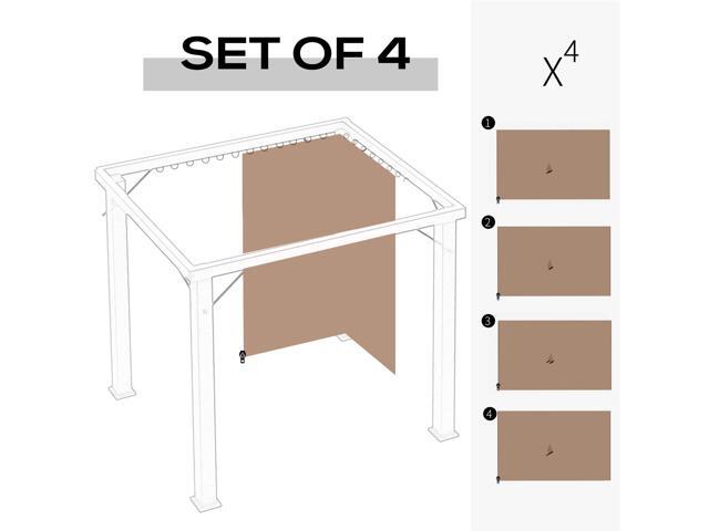 10' x 10' Universal Gazebo Sidewall Set with Panels, Hooks and C-Rings Included for Pergolas and Cabanas, Brown
