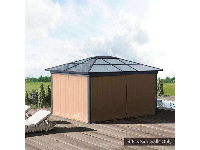10' x 10' Universal Gazebo Sidewall Set with Panels, Hooks and C-Rings Included for Pergolas and Cabanas, Brown