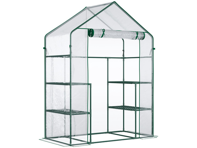 5' x 2.5' x 6.5' Mini Walk-in Greenhouse Kit, Portable Green House with 3 Tier Shleves, Roll-Up Door, and Weatherized Plastic Cover for Backyard...
