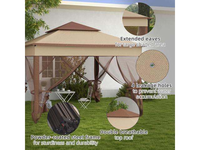 11' x 11' Pop Up Canopy, Outdoor Patio Gazebo Shelter with Removable Zipper Netting, Instant Event Tent w/ 114 Square Feet of Shade and Carry Bag...